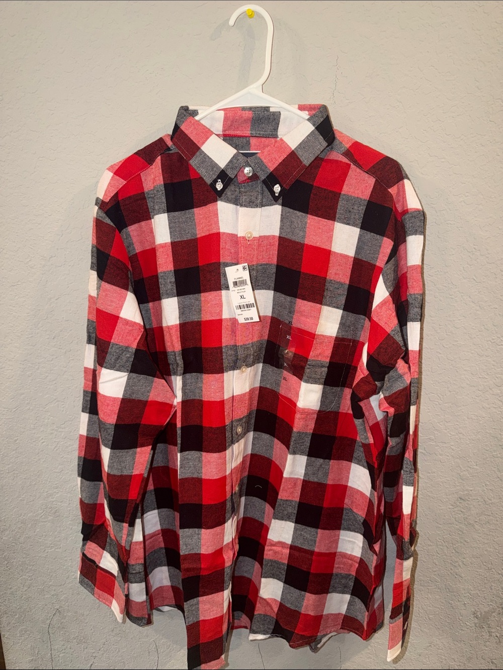 Club Room Red Black White Plaid Button-Down Shirt